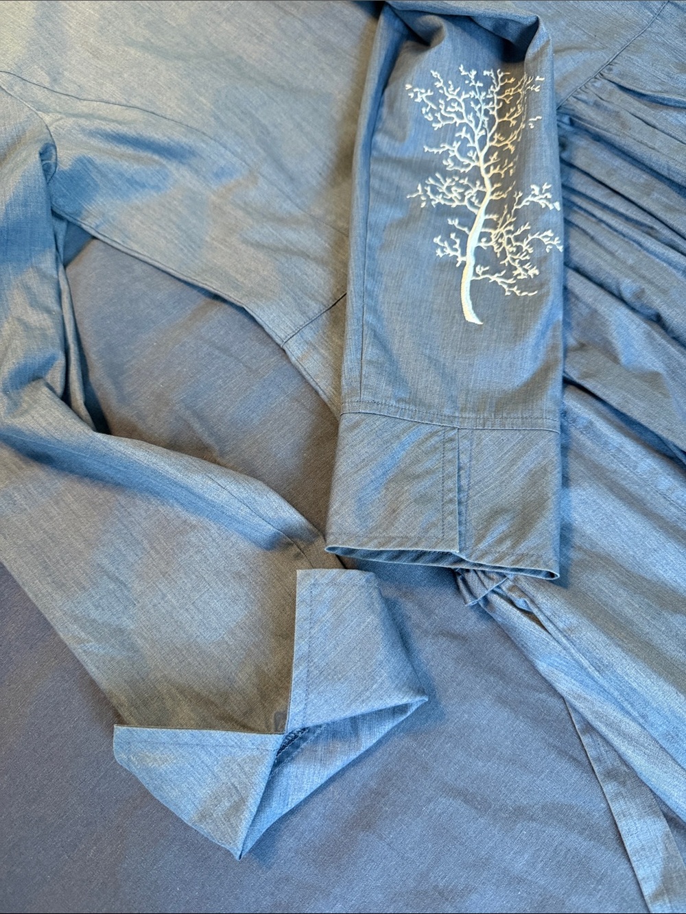 Classic Blue Maxi Ruffle Front Shirt Dress - Picture 11 of 14